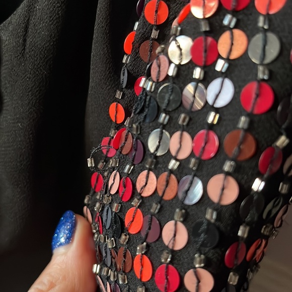 Shoshanna NWT Sequin Evie Swing Dress Red Black Beaded Mini Party Occasion, sz 2 - Picture 17 of 17